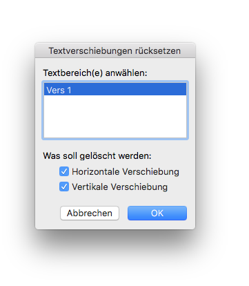 Dialogbox Textverschiebungen rücksetzen